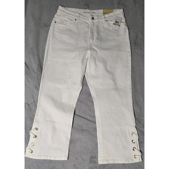 Michael Kors Women's White Selma Crop Flare Jeans - Size 14 - MSRP $125 NWT NEW! - Picture 1 of 16